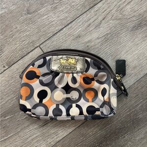 Coach Multicolor Geo Print Cosmetic Pouch - Orange, Black, Cream